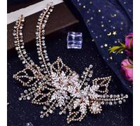 Fermaglio per capelli da sposa laterale, tiara da sposa, forcine per capelli fatte a mano con strass in lega di fiori Hp254-G