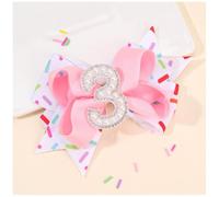 Fermaglio per capelli di compleanno per bambini con numeri di compleanno rosa clip per capelli bella ragazza fiocco clip per capelli papillon forcina accessori per la decorazione dei capelli