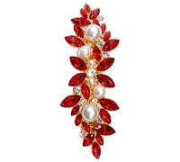Fermaglio per capelli floreale con strass rossi, molletta con base dorata, supporto per coda di cavallo in stile coreano per donne e ragazze, clip a molla in lega per uso quotidiano e formale, 7,6 x