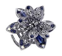 Fermaglio per capelli grande con strass a forma di fiore, accessorio per capelli da donna, blu scuro