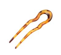 Fermaglio per capelli in acetato, a forma di U, con motivo a forma di polpette (marrone giallo)