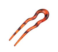 Fermaglio per capelli in acetato, a forma di U, con motivo a forma di polpette (marrone rosso)