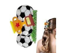Fermaglio per capelli, in acrilico, a tema calcio, colore vivace, antiscivolo, elegante, da viaggio, per donne, ragazze, appuntamenti notturni, concerti, feste, stadio, spiaggia, scuola, pendolari