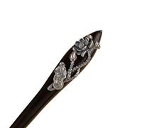 Fermaglio per capelli in argento vintage in legno di sandalo nero Lotus Plum Blossom costume antico da donna Pan tornante (colore: Stlye 2, dimensioni: argento)