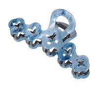 Fermaglio per capelli in metallo, 10,2 cm, forte tenuta, fiore cavo, design francese, accessori per capelli in acetato, per donne e ragazze, blu