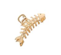 Fermaglio per capelli in metallo a forma di osso di pesce irregolare, stile punk, fermagli per capelli da donna color argento (dorato)