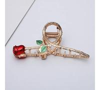 Fermaglio per capelli in metallo rosso elegante, a forma di squalo, grande, antiscivolo, non si rompe, forte tenuta, accessori per capelli alla moda per donna con capelli lunghi e spessi e sottili e