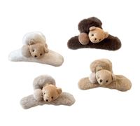 Fermaglio per capelli in peluche a tema orso di grandi dimensioni, forcina morbida per le donne, non danneggia i capelli, comoda tenuta sicura per lo styling