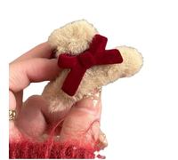 Fermaglio per capelli in peluche per donna, stile fresco e dolce, design con abbellimento a fiocco rosso, perfetto per l'usura quotidiana, regalo