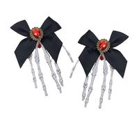 Fermaglio per capelli in stile gotico, con grande fiocco, elegante fiocco a forma di teschio, 2 pezzi, per donne, sposa, matrimoni, festival, feste in maschera, cosplay, feste di compleanno