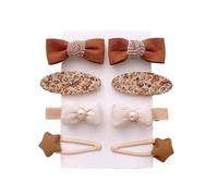 Fermaglio per capelli in tessuto, 8 pezzi, fiocco floreale marrone perla carino clip per capelli, accessorio per capelli dolce colorato A