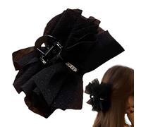 Fermaglio per capelli in tessuto a rete, in chiffon, con impugnatura larga e senza respiro, in bianco o nero e nero, per la cura di bellezza della famiglia, degli amici