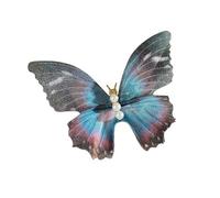 Fermaglio per capelli in tulle con perle artificiali, ali sfumate in diversi colori, ideali per matrimoni o uso quotidiano, design leggero, colore: blu