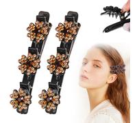 Fermaglio per capelli intrecciato con pietra di cristallo scintillante, nuova forma scintillante da donna, clip per capelli corti a becco d'anatra, accessori per capelli da donna e ragazza (fiore B)