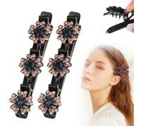 Fermaglio per capelli intrecciato con pietra di cristallo scintillante, nuova forma scintillante da donna, clip per capelli corti a becco d'anatra, accessori per capelli da donna e ragazza (fiore D)