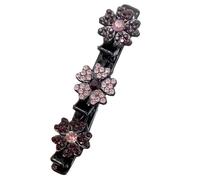 Fermaglio per capelli intrecciato scintillante per donne con pietre di cristallo cinque fiori a forma di 3 piccole clip