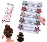 Fermaglio per capelli invisibile a forma di U, set di pettini per rifinire i capelli, elastici invisibili, grazioso supporto per capelli invisibile (5 pezzi a stella)