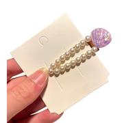 Fermaglio per capelli Iridescente Seashell, Clip a alligatore a doppia fila con perla, Barrette per capelli a conchiglia viola, Accessori per capelli a tema oceanico per le donne, Tutti i giorni, Fest