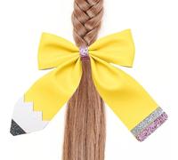 Fermaglio Per Capelli - Mollette Per Capelli In Tessuto Da 3,9 Pollici | Clip Per Coda Di Cavallo | Giallo Con Design A Carina Per Bambini, Vacanze, Festival, Feste Di Compleanno, Coda D