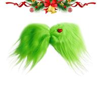 Fermaglio per capelli natalizio, fiocchi per capelli verdi,Clip creativa con fiocco verde e cuore rosso | Decorazioni per l'albero di Natale, per capelli natalizi per acconciature