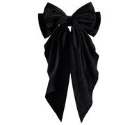 Fermaglio per capelli nero con grande nastro di velluto con coda lunga, per donne e ragazze, accessorio per lo styling dei capelli alla francese, fermaglio per capelli per tutti i giorni, festa di