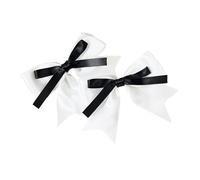 Fermaglio per capelli papillon a doppio strato 1 paio, White | Elegante fermaglio per capelli con fiocco, mollette antiscivolo con perno laterale in stile coreano per donna,
