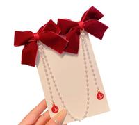 Fermaglio per capelli per bambini con nodo a doppio fiocco e nappa di perle per occasioni speciali e uso quotidiano