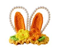 Fermaglio per capelli per bambini con orecchie di lana lavorata a maglia, caldo e accogliente, accessorio per la toelettatura dei bambini con perla