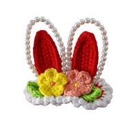 Fermaglio per capelli per bambini con orecchie di lana lavorata a maglia, caldo e accogliente, accessorio per la toelettatura dei bambini con perla