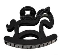 Fermaglio per capelli per coda di cavallo 2026, in acrilico, con elegante design a forma di cavallo, con presa sicura, per stili a metà, capelli leggeri e alla moda (nero)