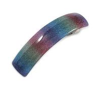 Fermaglio per capelli quadrato in acrilico con glitter, color argento, lunghezza 90 mm