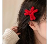 Fermaglio per capelli rosso con segno arrabbiato, fermaglio per capelli a | Il design rosso all'uncinetto aggiunge un accento giocoso a frangia, stile laterale, look casual, feste e abiti fotografici.