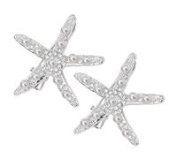 Fermaglio per capelli stella marina per ragazze, forcina per capelli stella marina - 2 forcine per capelli in perle - per capelli stelle marine perline e strass per tutte le acconciature, f