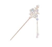 Fermaglio per capelli vintage cinese in lega con nappa, design floreale antico dipinto a goccia, accessorio per capelli per donne, costume Hanfu, festa di nozze, regalo culturale