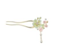 Fermaglio per capelli vintage cinese in lega con nappa, design floreale antico dipinto a goccia, accessorio per capelli per donne, costume Hanfu, festa di nozze, regalo culturale