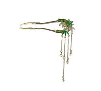 Fermaglio per capelli vintage cinese in lega con nappa, design floreale antico dipinto a goccia, accessorio per capelli per donne, costume Hanfu, festa di nozze, regalo culturale