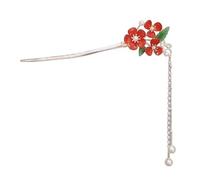 Fermaglio per capelli vintage cinese in lega con nappa, design floreale antico dipinto a goccia, accessorio per capelli per donne, costume Hanfu, festa di nozze, regalo culturale