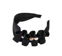 Fermaglio per capelli vintage con perle e strass, alla moda e leggero, lussuoso, con bordo largo increspato, accessorio per capelli in legno (nero)