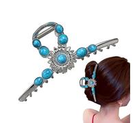 Fermaglio per capelliin metallo turchese - Accessorio per capellicon gemma di zaffiro stile occidentale vintage Forcina per capelliin lega di zinco antiscivolo a tenuta forte | Design retrò floreal
