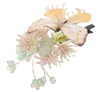 Fermaglio per Chioma Decorativo Farfalla e Fiore, Laterale Giallo | Plastica Leggera, Presa Antiscivolo, per Code e Raccolti, Stile Romantico per Balli e Cerimonie