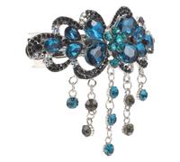 Fermaglio per Chioma Fiore Molletta Elegante, con Cristalli Blu | Lega e Pietre Lucenti, Tenuta Sicura per Chioma Fini, Styling Rapido per Cerimonie e Feste Colore Casuale