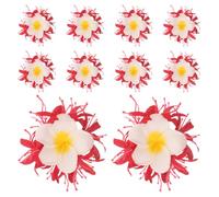Fermaglio per Chioma Fiori Realistici Plumeria Rosso 10 Pezzi | Clip Leggere in Plastica e Metallo, Presa Sicura Antiscivolo, per Feste e Giornate in Spiaggia