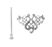 Fermaglio per Chioma Nodo in Lega, con Bastoncino, Argento | Molletta Donna Stile Vintage, 8,5x5x2cm, per Chignon Disordinato, Coda, Festa e Rievocazioni