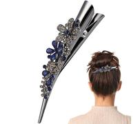 Fermaglio per Chioma Vintage Grande con Cristalli, Clip a Becco D'anatra | Lega con Pietre Decorative Artificiali, Aiuta a Separare Ciocche Sottili e Frangia, Uso Quotidiano e Bagno