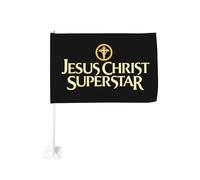 Fermaglio per finestra con Gesù Cristo per bandiere per auto, protezione solare, decorazione, striscione bifacciale da 12 x 18 pollici per camion