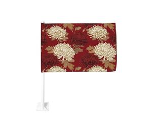 Fermaglio per finestra per auto con crisantemo rosso e bianco vintage, 30 x 45 cm, decorazione per auto su entrambi i lati