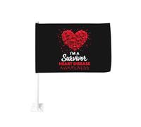 Fermaglio per finestra per auto con scritta "Heart Survivor Awareness", per la protezione solare, decorazione da 12x18 pollici, striscione bifacciale per camion.