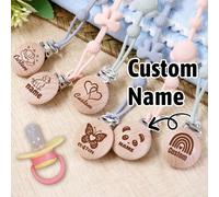 Fermaglio personalizzato per ciuccio con nome, catena per ciuccio in silicone personalizzata, regali per neonati maschi e femmine, ricordo per le tappe dello sviluppo del bambino, fermaglio personaliz
