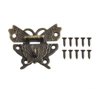 Fermaglio vintage a forma di farfalla in bronzo in lega di zinco per scatole di gioielli in legno e cassette degli attrezzi, adatto per applicazioni di chiusura decorativa e sicura (bronzo verde)