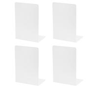 Fermalibri,2 Set Metallo Forma L Scrivania Organizer Libro Supporto Bianco